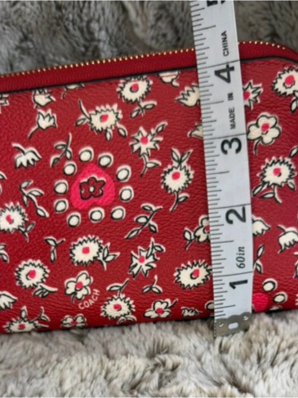 Coach Red Floral Small Cosmetic Pouch w/ Beauty Items